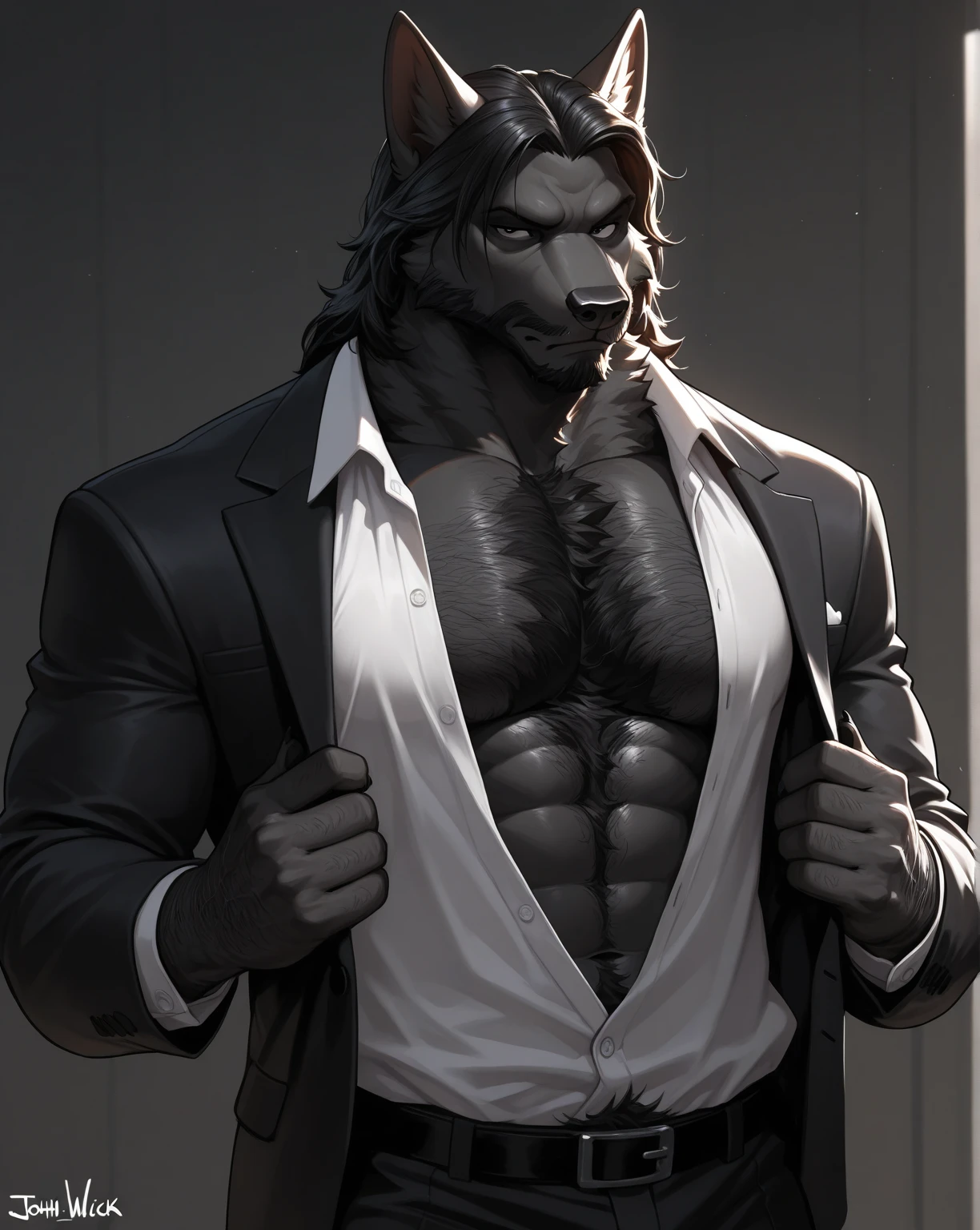male, hyena (furry body,) skinny body, high quality, realistic, furry, masterpiece, covered semen, (full nude, only black jacket, white jock strap, cum huge semen,) young,