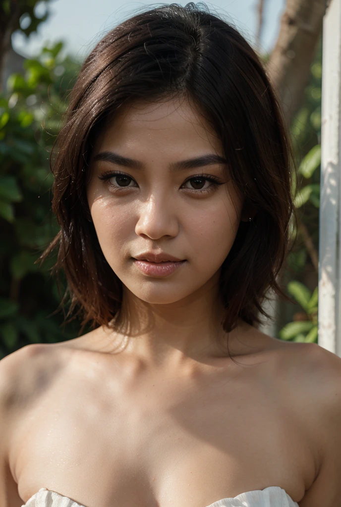 4k, busty , ((totally naked)), Huge , short hair
