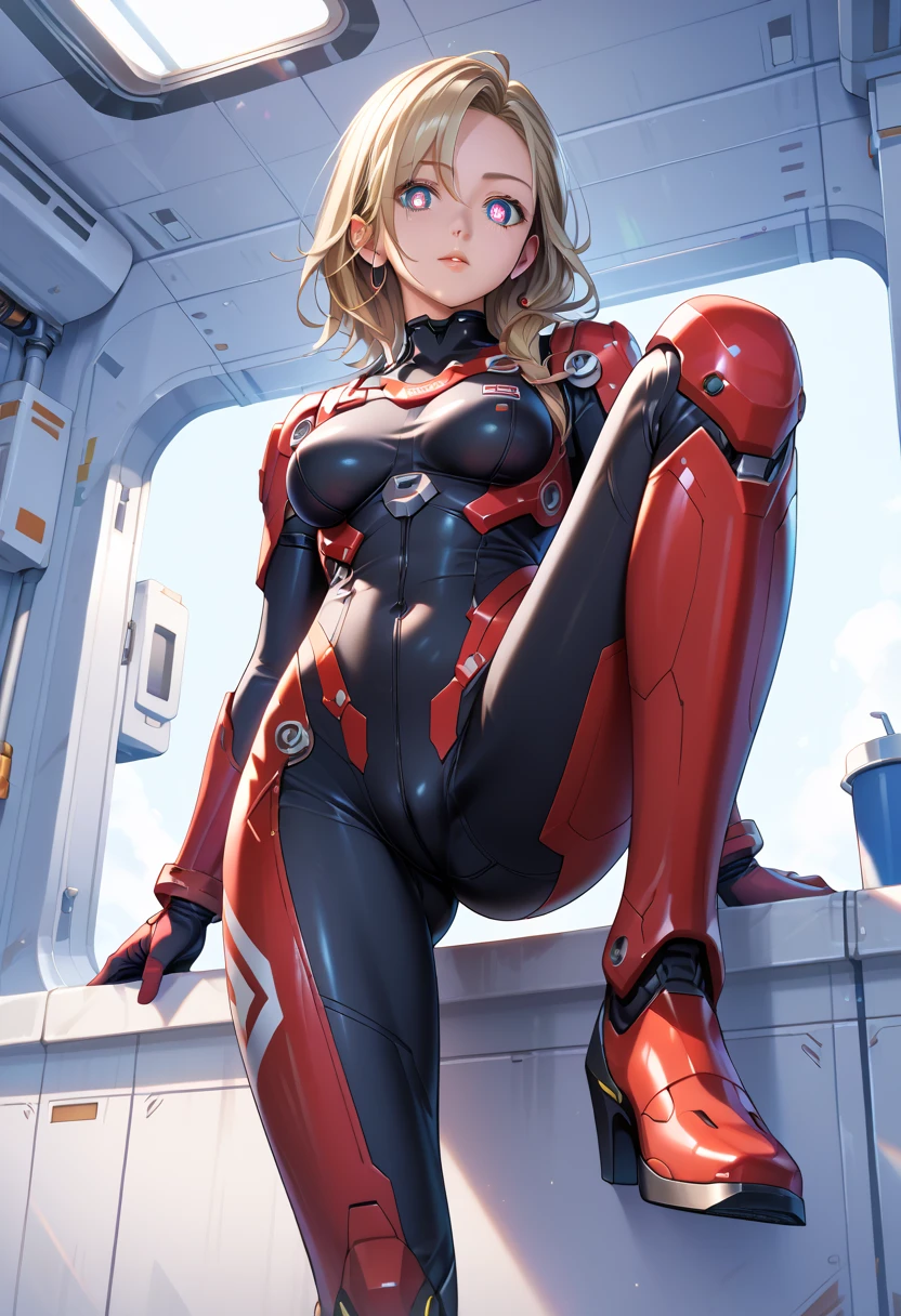 highest quality,sleep on your back in bed,Crab crotch,show me your boots,thigh high boots,leotardチラ見せ,glove,elegant, 1 girl, leotard,body suit,cute, blushed, looking at the viewer, from below, prison,blue eyes, beautiful eyes, beautiful background, particles of light, Light of the sun, dramatic lighting, outside, shiny, realistic, table top, highest quality, Super detailed, get used to it, scenery, beautiful and detailed eyes, thin hair,full body shot,