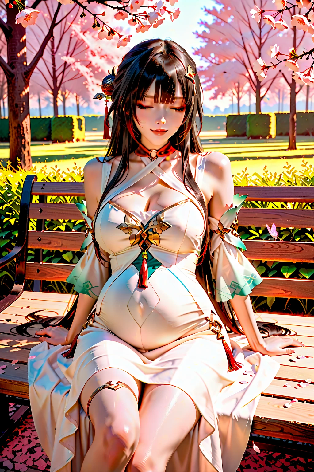 (k-pop idol:1.5), (pale white skin:1.3), (beatufiul: 1.3), qute(1.3), (red-thigh high:1.3), (spread her leg widely: 1.3), 18-year-old, naked, (large breasts: 1.5), (f-cup:1.5), (blue hair: 1.3) (pink big vulva:1.5),(wearing two hairpins:1.3), masterpiece, high quality, realistic, (background is flower garden: 2.0), (twintail hair: 1.5), pov upsikrt, (sitting on golden chair,:1.5) slender waist, accentuates her curves, toned legs. displaying her smooth, pale thighs. Her arms are raised high above her head, elbows bent and fingers intertwined, sex appeal,