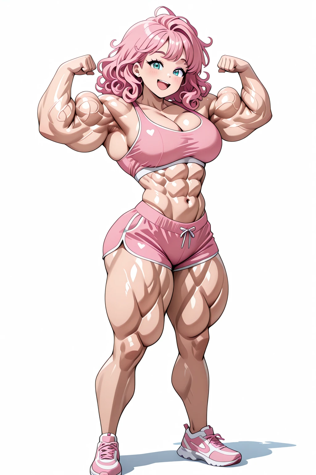 (garota) (musculo) (cabelo rosa) (blusa)