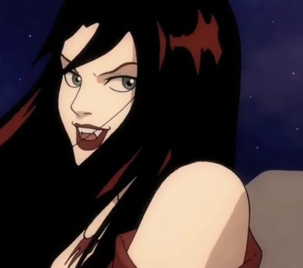 Erza, Red hair, white skin covered in white makeup, punk clothes, collar of thorns around the neck, thorn bracelets on wrists
