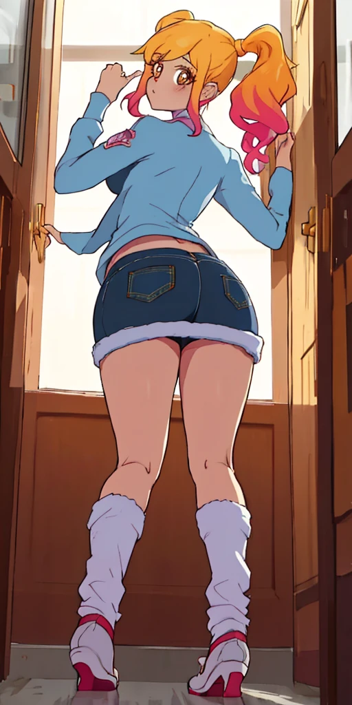 girl standing in a room with her arms crossed, angry face, sydney sweeney, realistic, beautiful, scenery, dynamic light, sharp focus, bright pupils, stockings, underwear, white shirt, illustration, peeing, pee leak, having an accident, full bladder, has to pee, peeing self, wetting self, pee on legs, soaked panties, (dark stain on crotch of panties :1.5)