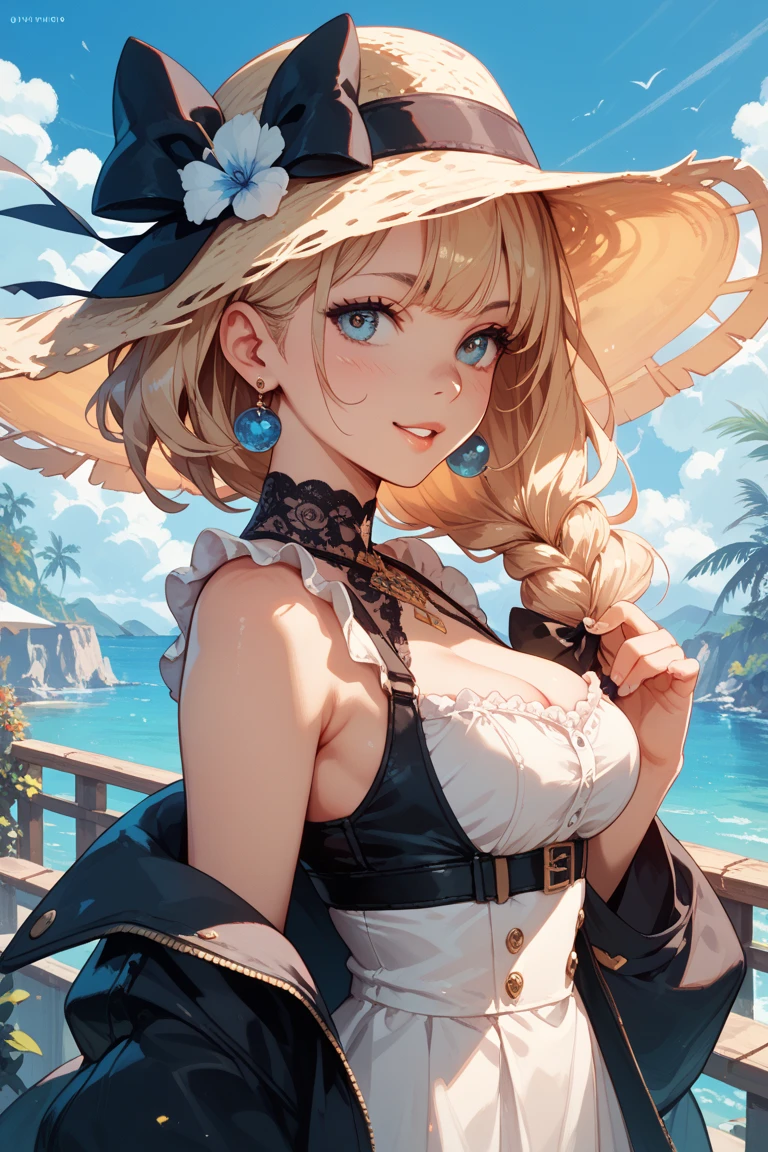 Beach,Look up,long white hair,Dark