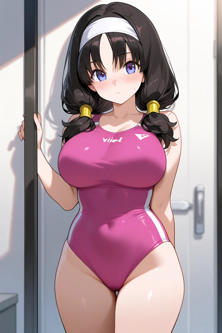 by by buta99, by chelodoy, by spikedmauler, by cervina7, solo, female, standing, looking at viewer, ((hair, snout)), blush on face, eyelashes, eyeliner, big breasts, cleavage, , light brown fur, pink eyes, sexy, brown hair, long light brown hair, skinny, canine, long curly hair, small waist, huge thighs, , big eyes,  , huge hips, big hips, brown glowy skin, pink room, big pink eyes, kawaii eyes, anime eyes, massive eyes, pink blush, cute clothes, black latec, sexy, sex position, huge butt, perky , pink background, hearts, cute hearts, hair in ponytail, ponytail, 