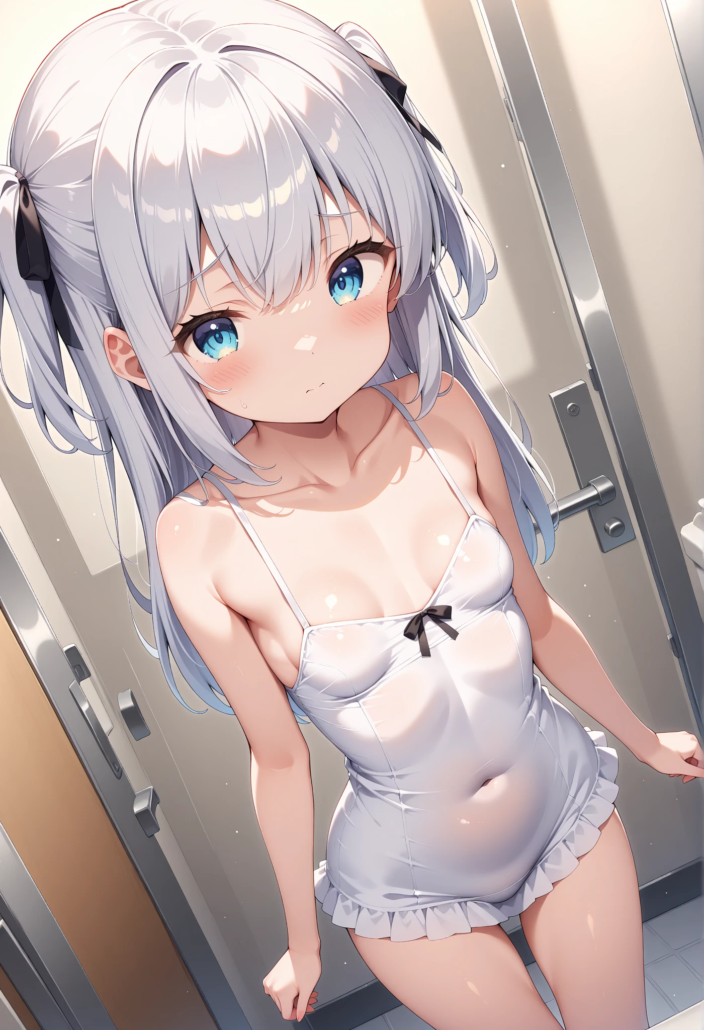 highest quality,wonderful,finely,extremely detailed CG Unity 8K wallpaper, (1 girl, blue eyes), (huge breasts:1.2), (black school swimsuit:1.3), (bare shoulders:1.1), (clavicle:1.1), (semen:1.2), (loli:1.2),(sperm:1.2), (zettai ryouiki:1.2),(constriction:1.2), (Are Standing:1.2),(Nipples),(Nipples visible), ((cum,sperm,semen)),(((cum on face))),((ejaculation semen)),((ejaculation cum)),(((bukkake))),purple hair,arms up,armpit,locker room,(((cum on body))),(((sukumizu)))