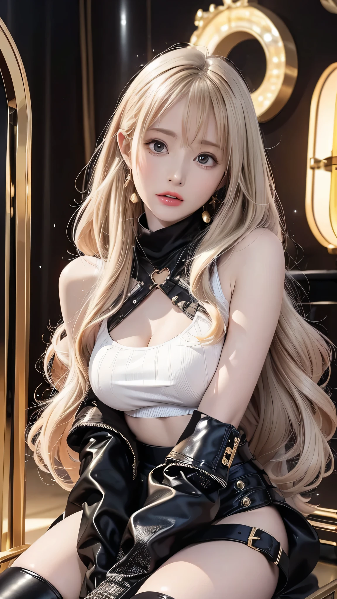 (8k, RAW photo, best quality, masterpiece:1.2), (realistic:1.3), (photorealistic:1.3), ultra-detailed, (high detailed skin:1.2), 8k uhd, dslr, soft lighting, high quality, film grain, Fujifilm XT3, best quality, beautiful lighting, 1girl, medium hair, twintails, (red hair), messy hair, yellow eyes, damaged armor, medium breasts, pointy ears, black gloves, smug, standing, royal room