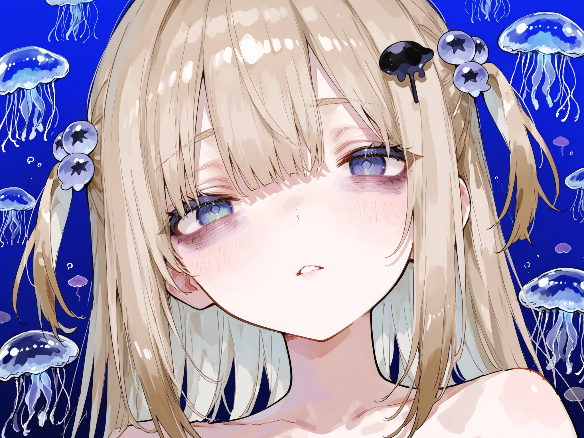 hitenkei style, claude monet, oil painting, ((mermaid)), ((topless)), nsfw, masterpiece, underwater, dark sea, 1 girl, erect nipples, intricately detailed, navel, bare shoulders, blonde hair, pearl necklace, fin hair ornaments, under sea, extremely detailed, bare breasts, puffy nipples, blue eyes, bare stomach, soaked, medium breasts, arm strap, swimming, teen, soft eyes, smiling, armpit, happy, half open eyes, lusty eyes, blushing, long hair, side bangs, sleepy eyes, large nipples, lifeless eyes, ((tongue out)), open mouth, ((long tongue)), ahegao, giant octopus, tentacles, tentacles wrapped around the body, tentacle on mouth, saliva, tentacle rape, slim waist, fucked silly, orgasmic face, ecstasy, dizzy, spiral eyes, heartshaped pupils, mole under eye
