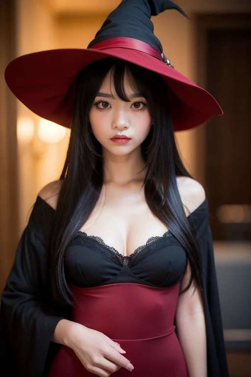1 woman, Double tail, Chest, Seven-point lens, Witch Hat,
