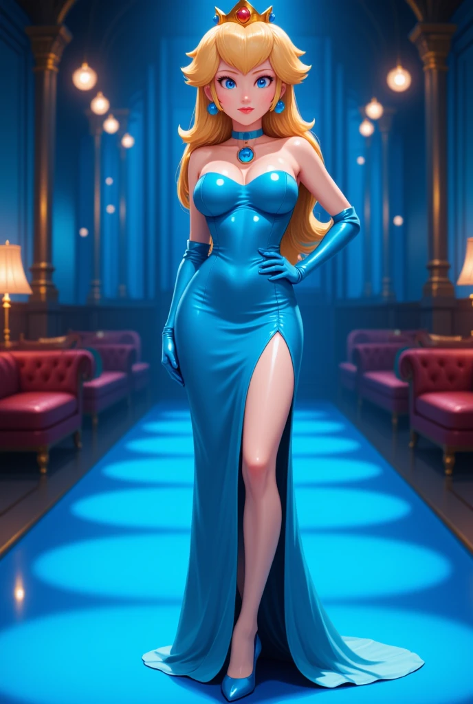 (best quality). (Ultra Detalhado). (1girl), Olhando para o Viewer. (Antecedentes detalhados). belos olhos detalhados. rosto delicado e bonito. (high saturation), seios grandes, droopy breasts, sexy Jessica Rabbit costume, full body, long legs, big breasts,