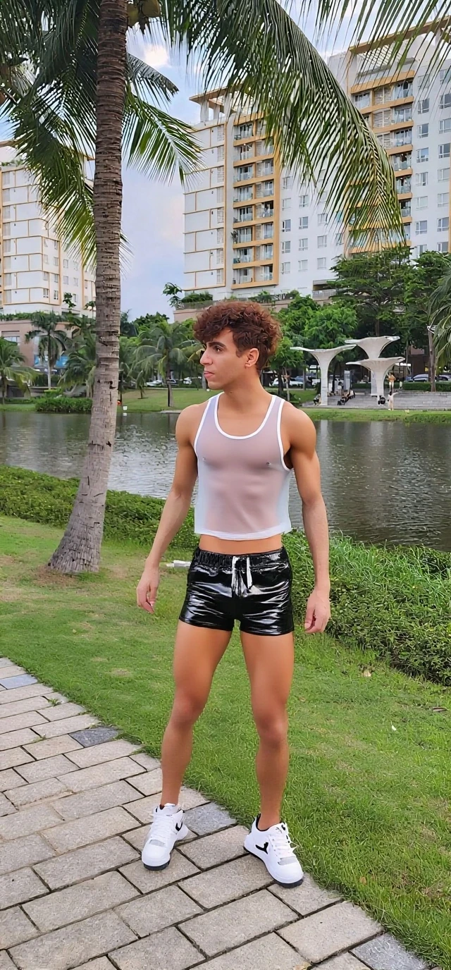 photo of lukas <lora:lukas_y-04:0.8> wearing tank top shirt and tight shorts, relaxed confident pose, (smirk:0.5) BREAK Bratislava, shot by Bruce Weber, charming cobblestoned street, historic buildings, baroque, art nouveau, golden hour