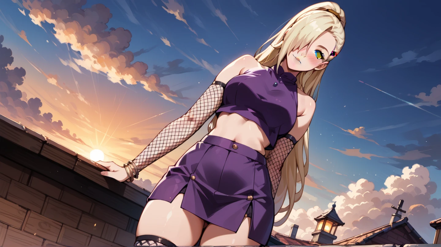3 Girl，Blonde，Pink Hair，Blue Hair[Very short hair|Very long braid]Asymmetrical Dress]，Under the chest，落書きで覆われた壁の前にsquat，Street fashion，High heels，Very sexy pose， art germ，Fans only，During pregnancy，squat，Spread your legs，Adult Toys