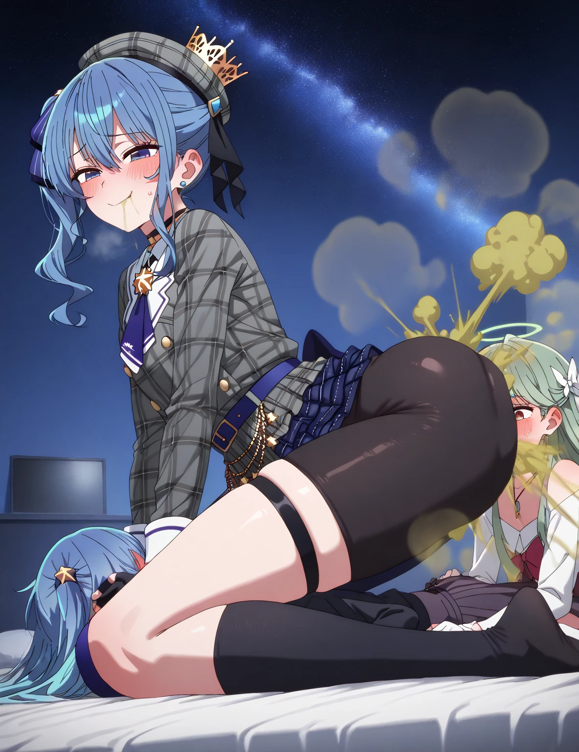 NSFW,masterpiece,Highest quality,High resolution,Super detailed,Sinon\(Sword Art Online\),Naked shirt,hair ornaments, Hair Clip,Embarrassed,expectant face,nervous,blush,(Ahegao),(I feel pleasure),Bedroom at night,Dark Room,Lying down,Lying on your back,Raise your arms,Seduce,Leg spread,(male),Having sex,Insert,Creampie,,(orgasm),(Squirting)