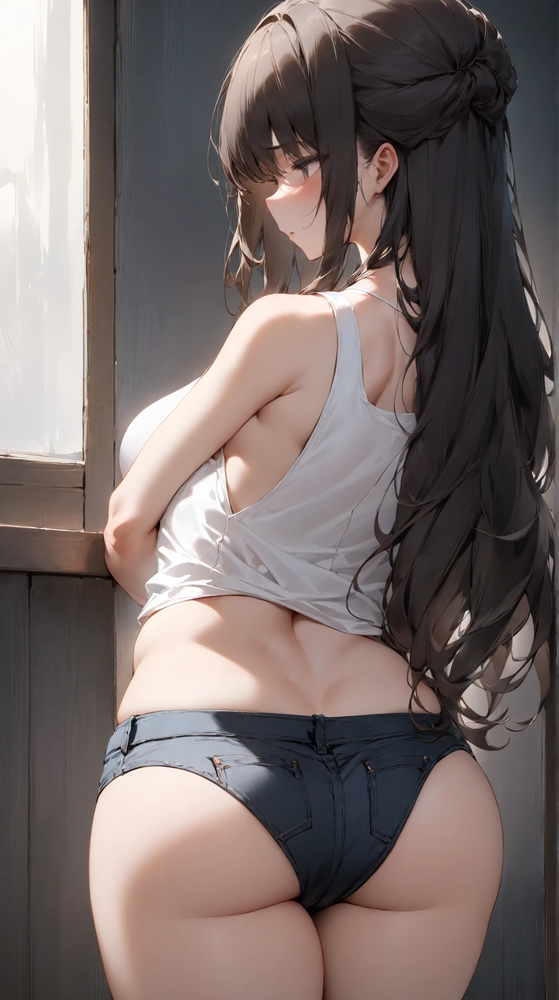 A naked anime girl showing her ass