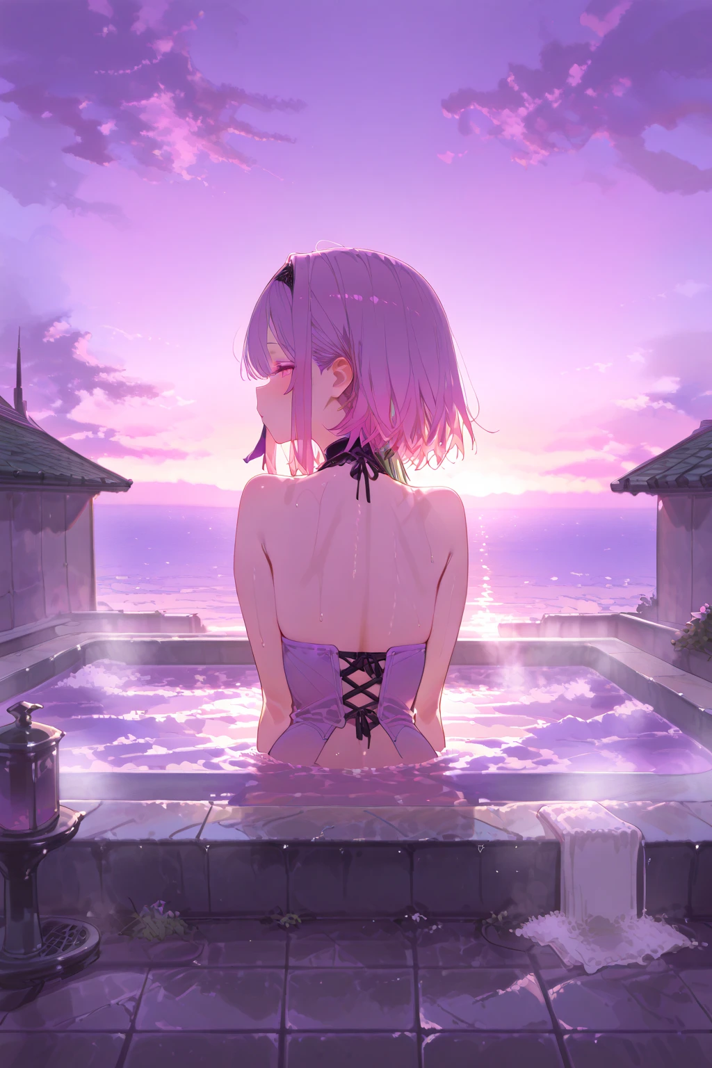 ((Highest quality、、masterpiece:1.3)), Upper Body、Long legs、Sharp focus:1.2, Beautiful woman with perfect figure:1.4、Big Breasts, (Smiling:1.2), double eyelid、30-year-old female、Sexy pose、((((Close your mouth、One Woman、Walk on the surface of a lake without getting wet:1.5))))、Blue Eyes,Fantasy