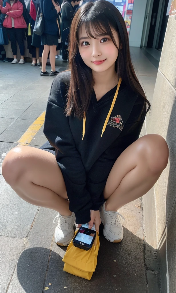 Masterpiece, 8K, award-winning photos, photorealistic, realistic, ultra detailed, ultra high definition, ray tracung, _ the most beautiful, Gravure quality for high-end fashion magazines, 22 years old ,(sexy,Japanese idol, gray hair, short hair),shiny skin , detailed skin , detailed face , perfect anatomy, 1girl
_
BREAK (droopy eyes, Natural makeup:1.2),light color, crying a little, Harajuku style, huge breasts, 
_
glowing blue eyes, tan skin,
_
BREAK (black and White theme:1.4), (oversized and baggy black outerwear:1.3), (fusion of black windbreaker and White hoodie:1.4), (black Nylon:1.4), ((zipper, large pocket):1.3), BREAK (black and white :1.2), (black platform high-cut sneakers:1.2),(Black leather short pants),(baseball cap),
 Inorganic concrete studio with windows, highly detailed background, , ultra-realistic textures, dramatic lighting ,raw photo, _(dutch angle and curtsey ,on side:1.2), looking at viewer,