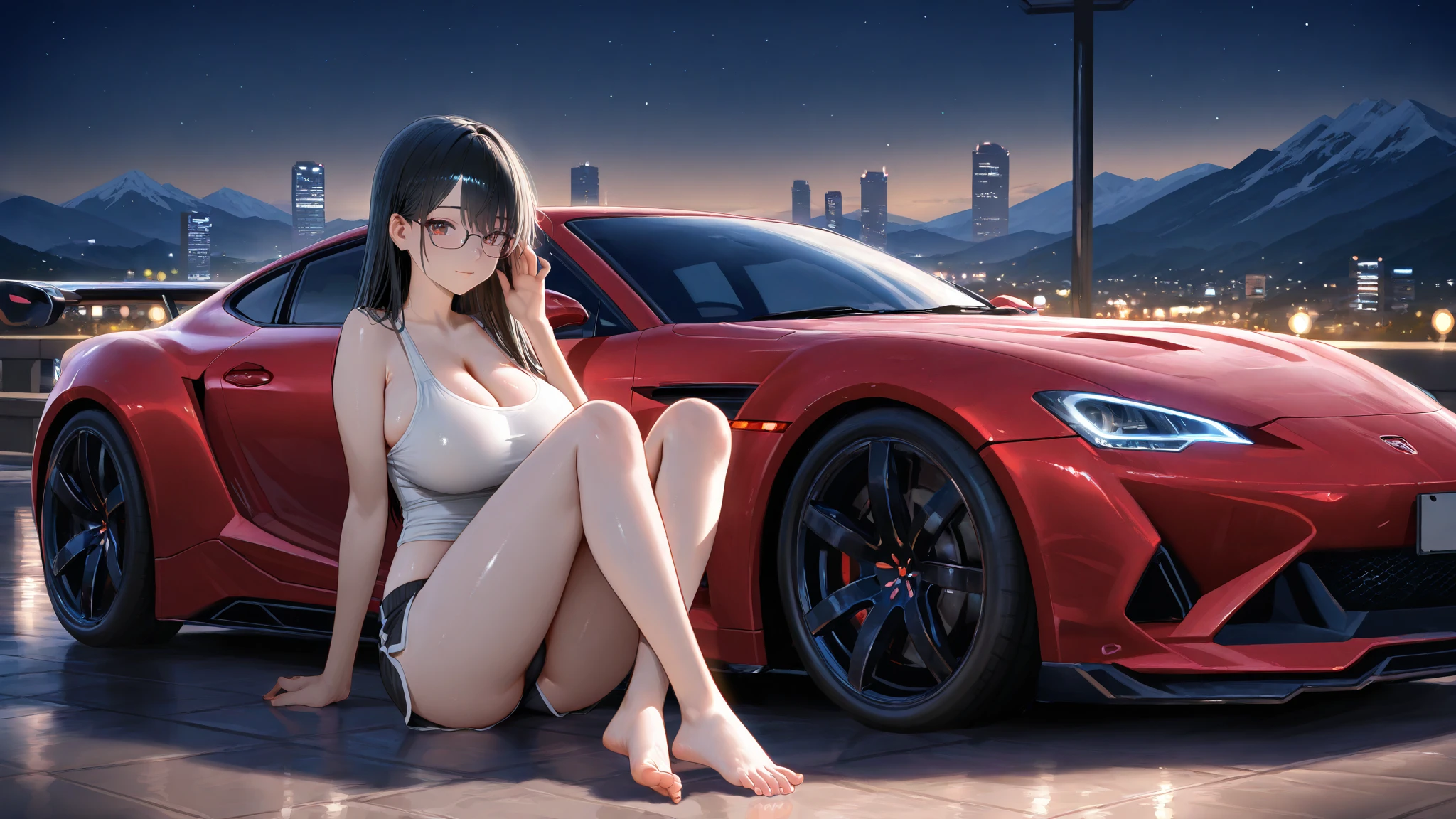 car, beautiful woman
