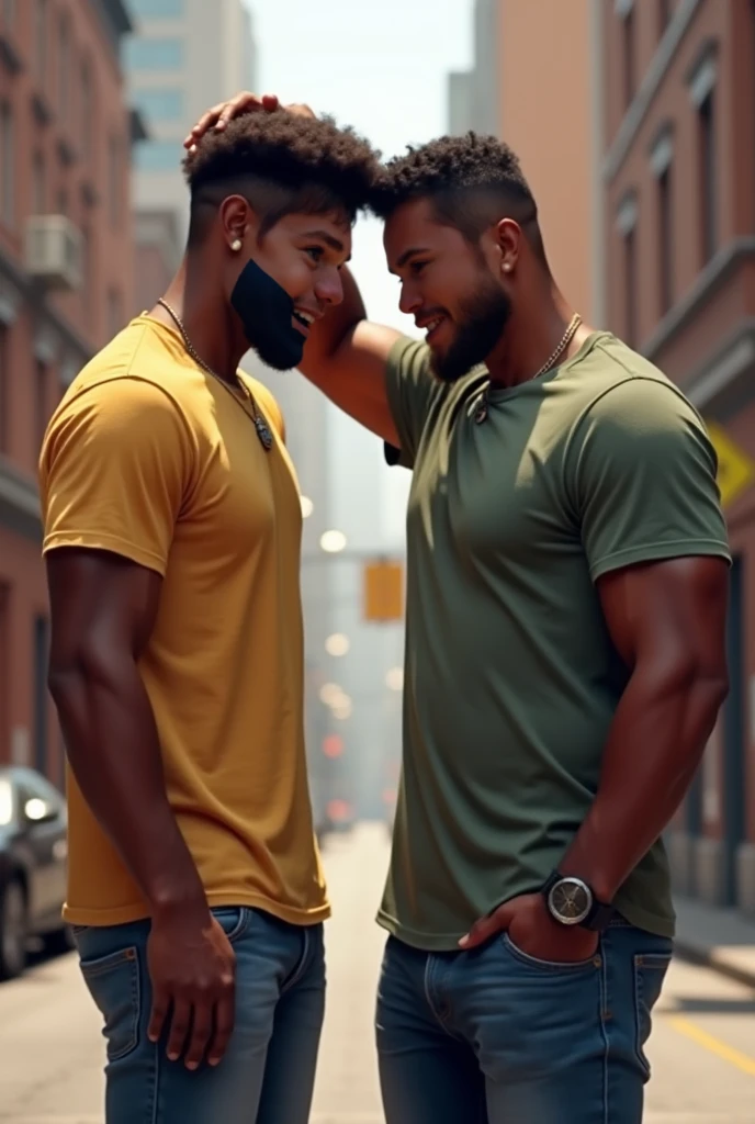 Gay couple scenes collage, Pehlwan man Indian Gurjar gay couple in casual clothes wetty tounge to tounge kissing and pressing chest boobs with big shinning eyes big lips wide jawline beautiful hunk face spiky black hairstyle, seductive kissing in shopping mall oiled body, hot kissing, hd, hdr, D750F nikon, Cinematic 