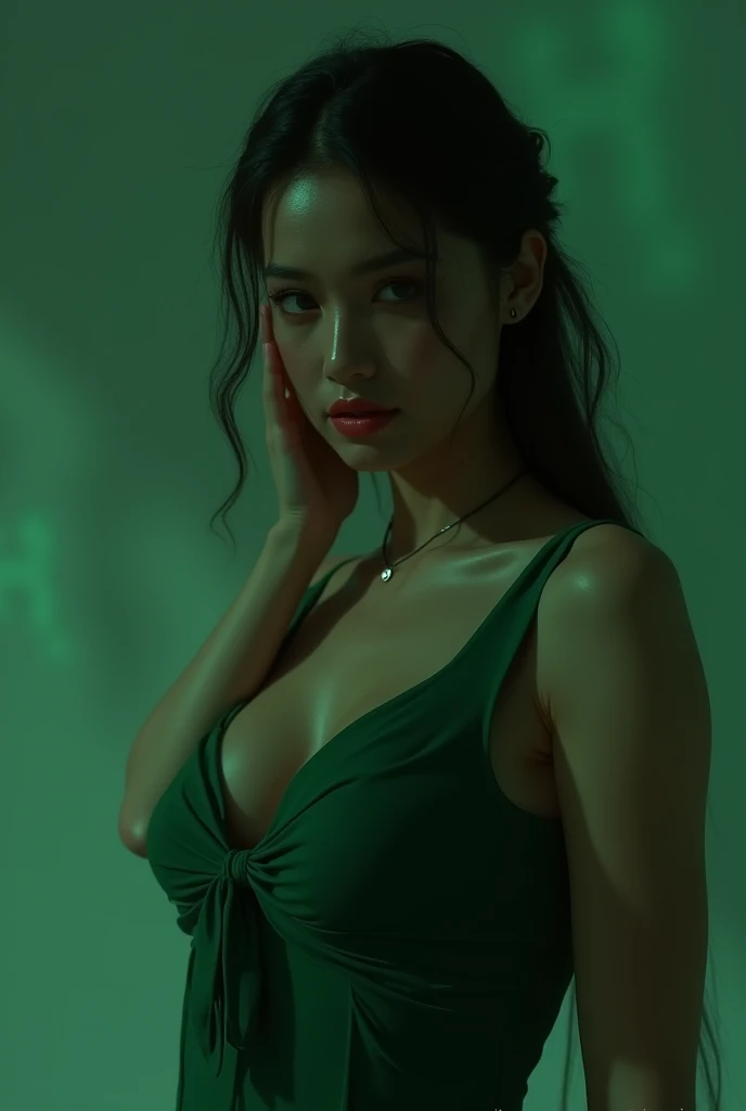 night scene, dark, a stunning photo with beautiful saturation by Emily Soto, pretty korean idol woman, (mature:1.3), best quality, sultry, seductive, wet <lora:SD15_noise_offset:1>