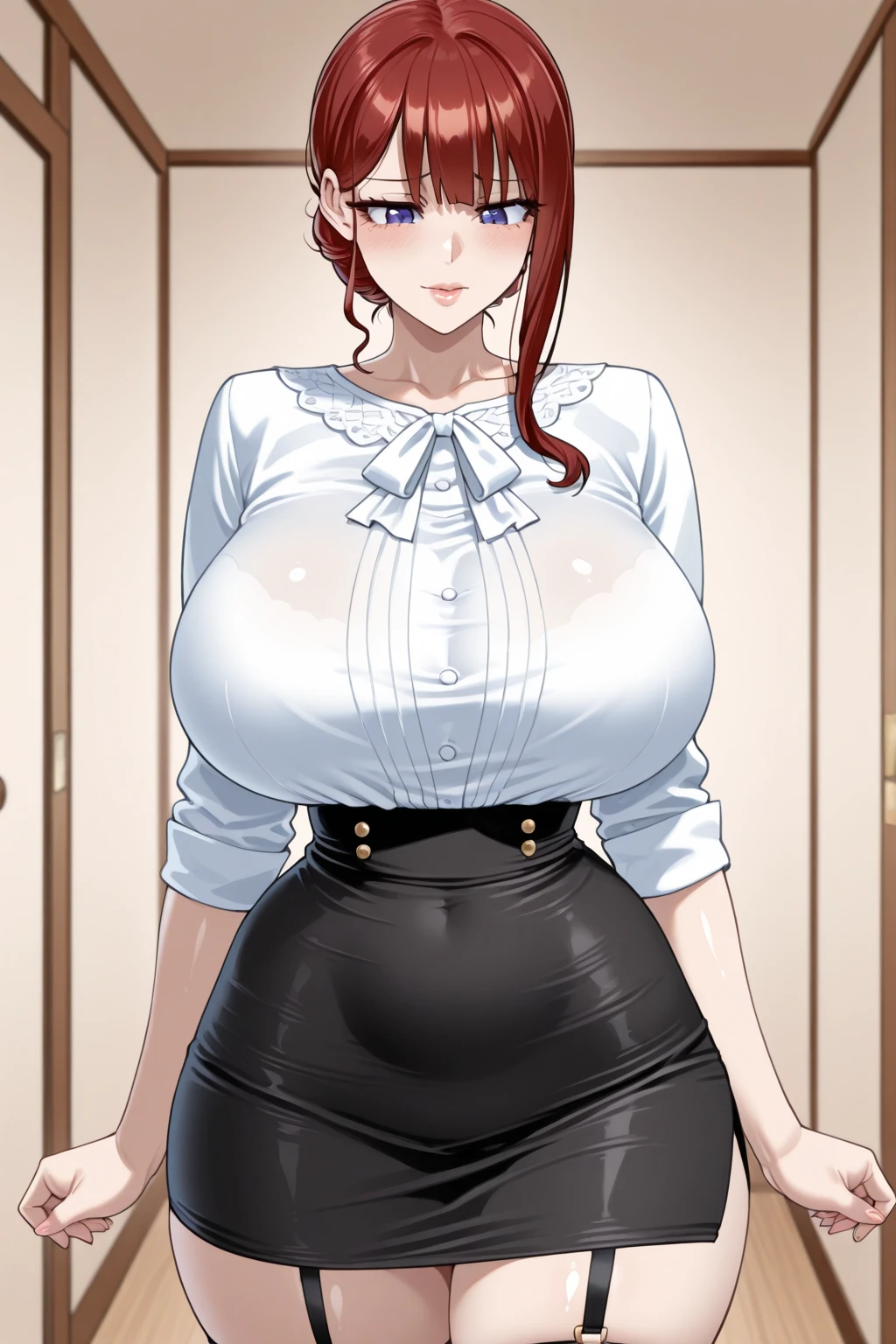 (masterpiece, best quality:1.3),beautiful detailed glow,best illuminate,(((best quality,textile shading,ultra detailed))),extremely detailed CG unity 8k wallpaper,Highly Detailed beautiful and aesthetic,best light,high resolution,detailed,dynamic lighting,
1girl, solo,in heat,blush, smile,
<lora:add_detail:0.5>,
<lora:saitou_miyako_v1:0.7>,aamiyako, long hair, jewelry, earrings, big breasts,
(Random Background),
Strutting confidently in a mesh-overlay pencil skirt paired with a fitted top, exuding femininity and elegance,