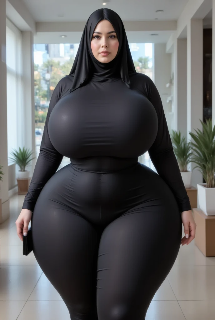 Woman, ((hijaber)), round breasts, (Thick, Fat, Large breasts, curvy body), ((long Sleeve Legging, long pant)), beautiful view garden, perfect face, wife, cinematic lighting, ((((high detailed, skin, body, hand)))), [[[freckles]]], 8k, full body poses, 