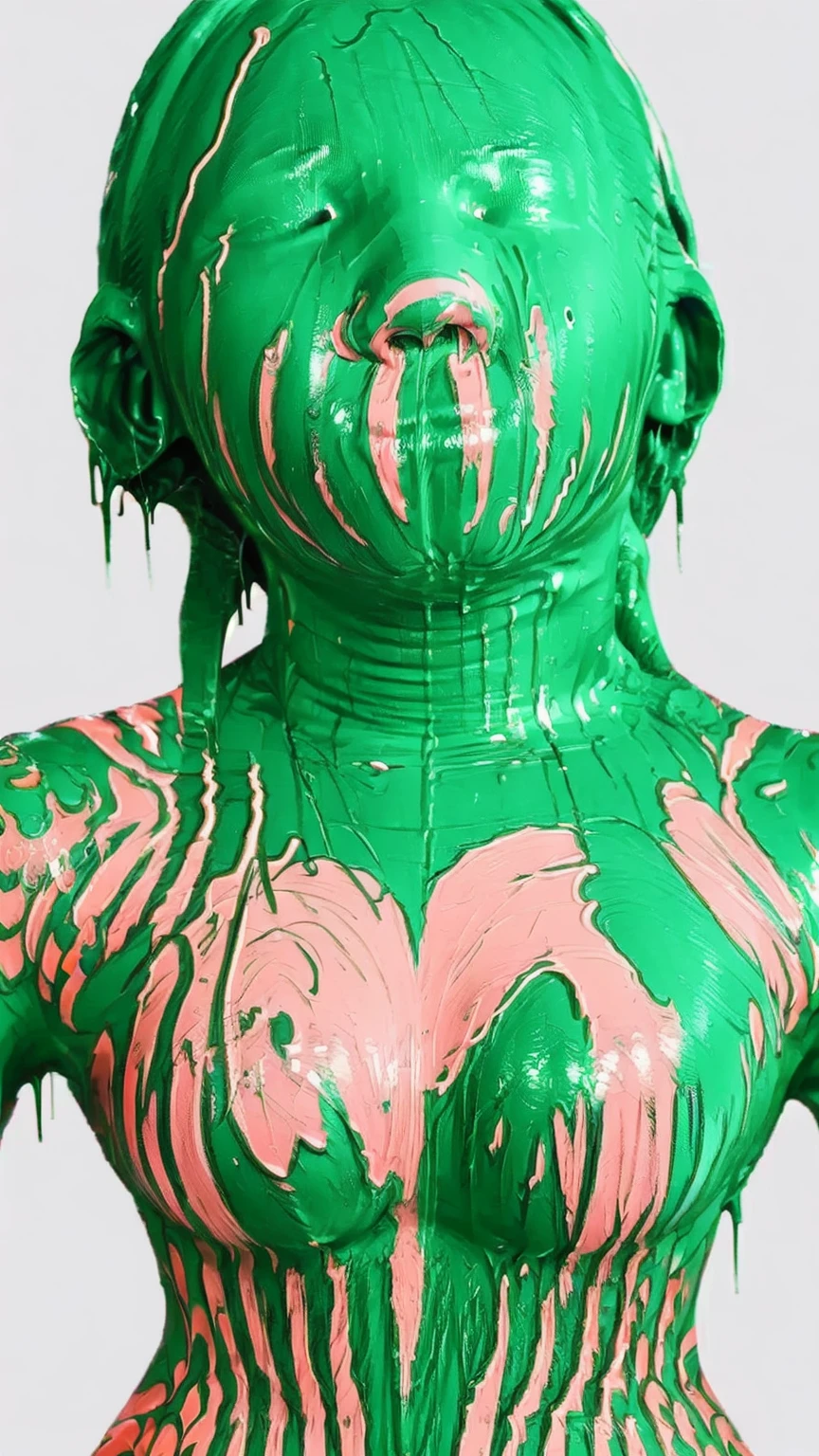 sfw, (full body shot, ultra-detailed, best quality, photorealistic:1.37, 4k, realistic, photography, female, dressed with jelly, melted in slime, slime everywhere, fluid everywhere, dense fluid, wet everywhere, neon lights, iconic pose, very dark, low key, detailed facial features, pink fog, vibrant colours, slime everywhere in the background, 35mm)