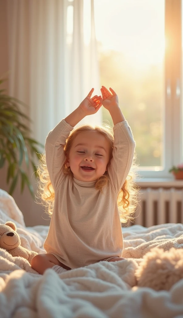Young face、Cute and simple girl、The girl is sitting on the bed.,Spread your legs slightly、Put your hands behind you、Fair and beautiful skin、Simple background,Bed linen is white、look up、Big nipples、pink、Very young body