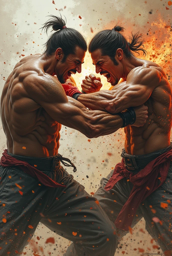 Can you give me a karate man SAD ,vandam
Muscle,angry,fight with two man