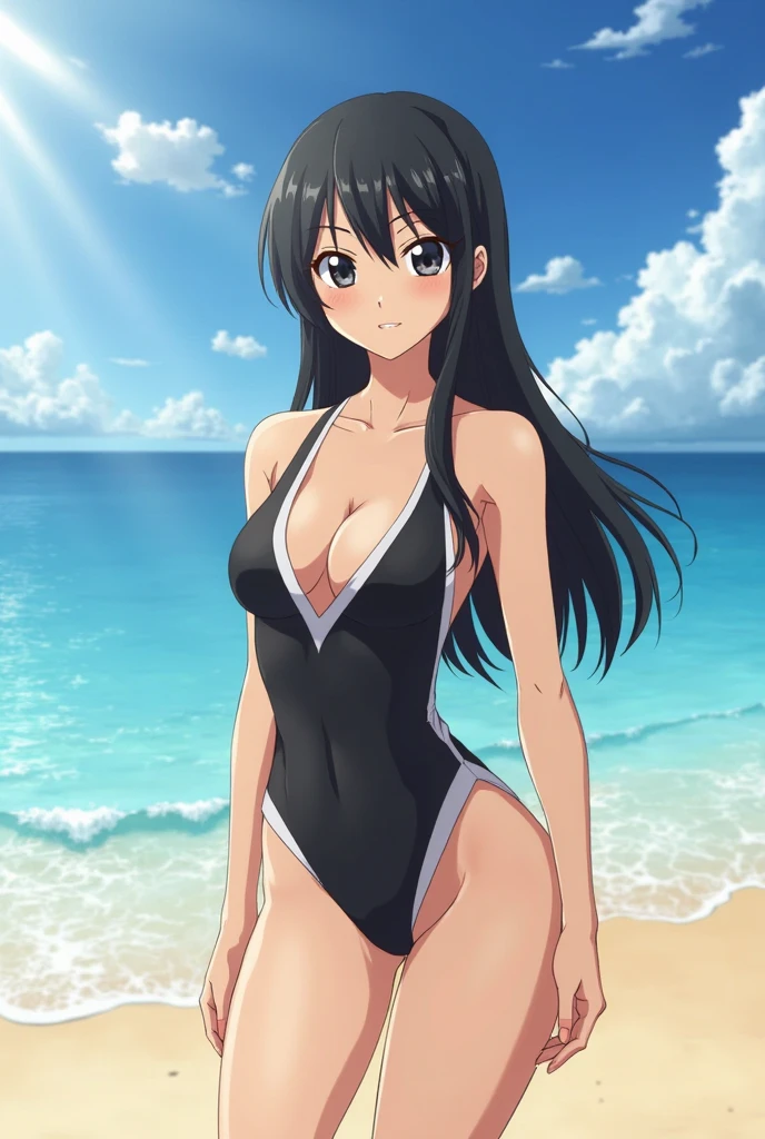 Make hinata hyuga in a bikini
Change her hairstyle like hinata hyuga
Change the bikini in black