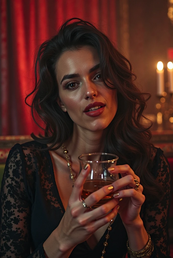 Arab woman drinking wine
