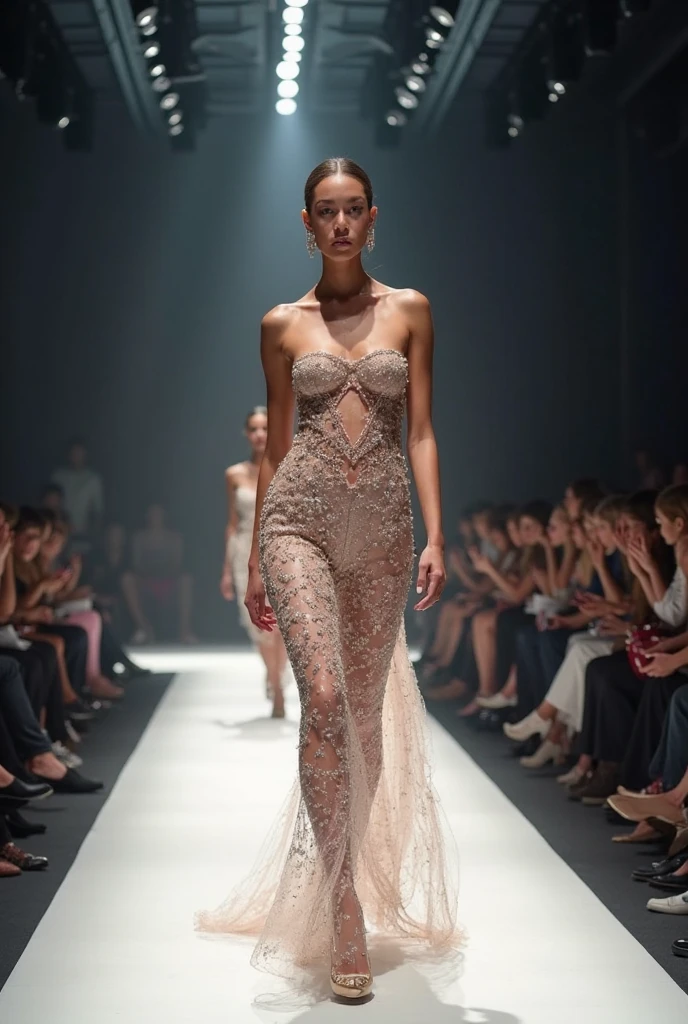 Cat
in a dress fasion show competitions wearing (((maxi dress))