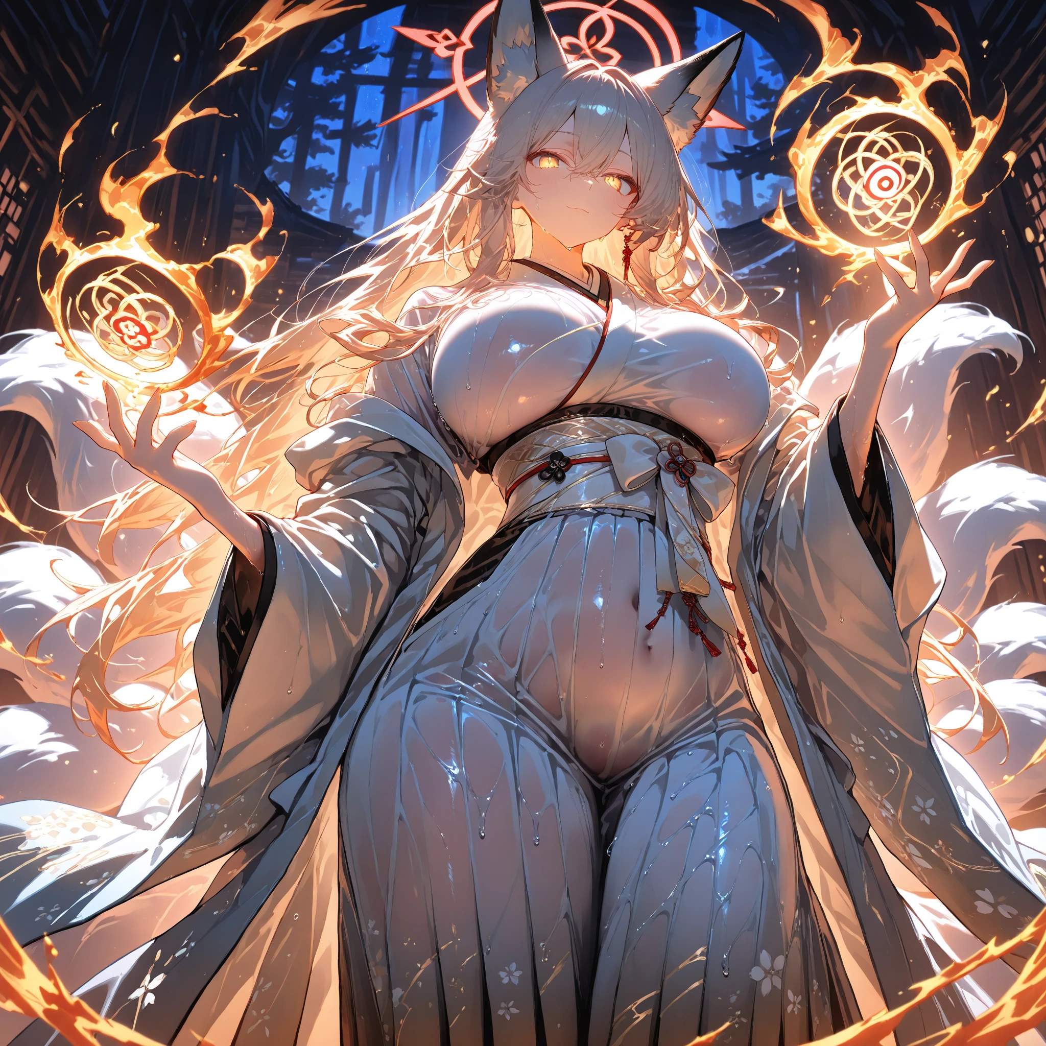 ultra-detailed, masterpiece, masterwork, high quality, best quality, hdr, posted on e621, (by hioshiru), nsfw, female, solo, (white little body minotaur), hairy dragon, (long silver hair, yellow eyes, detailed eyes, white chubby body, large breasts, fat), stylish pose, (nude, foreskin, balls), front view, dynamic angle