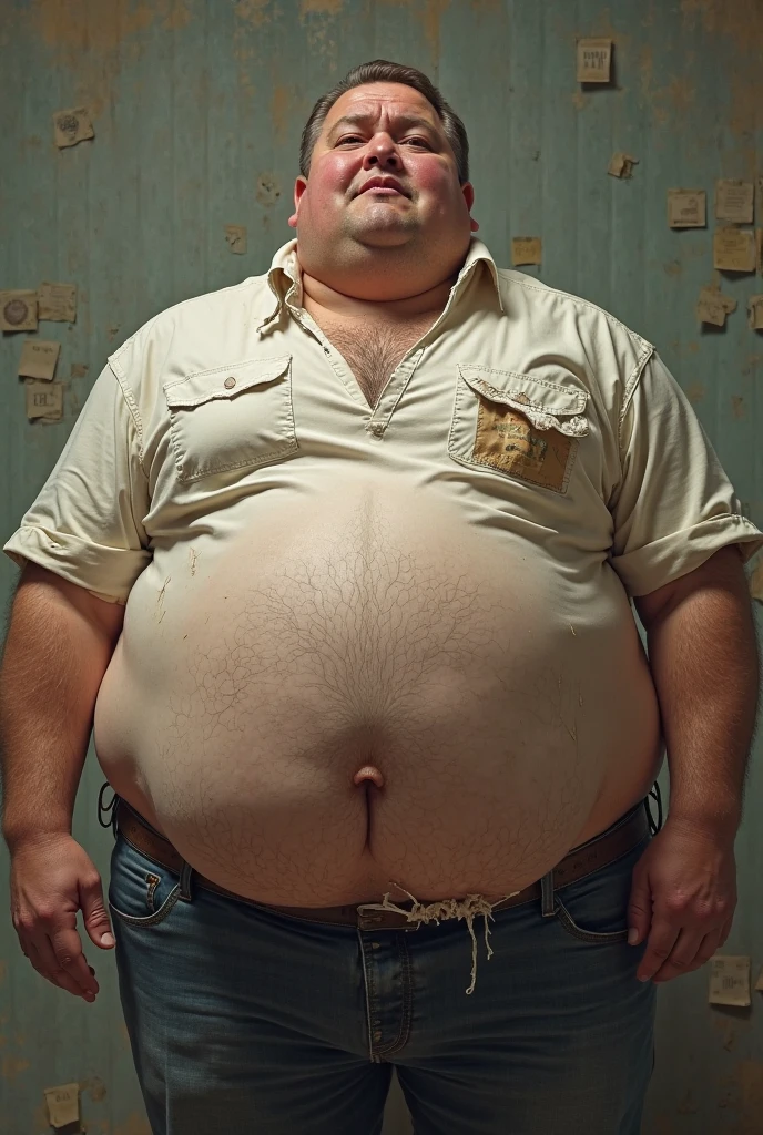 A man in underpants, convex, hairy chest