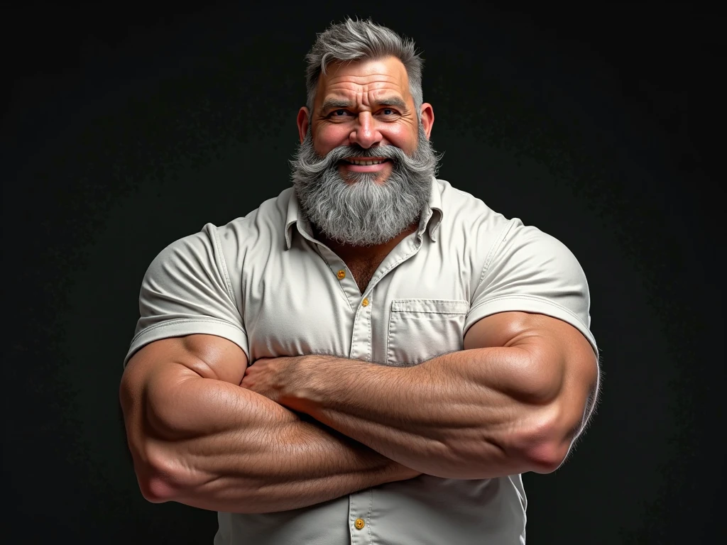 (handsome mature man), (50 yo), white man, wearing a jockstrap, dripping wet, bulge, (beefy:1.3), beard, looking at viewer, beautiful man, detailed eyes, symmetric face, smirk, robust, greying hair, mustache