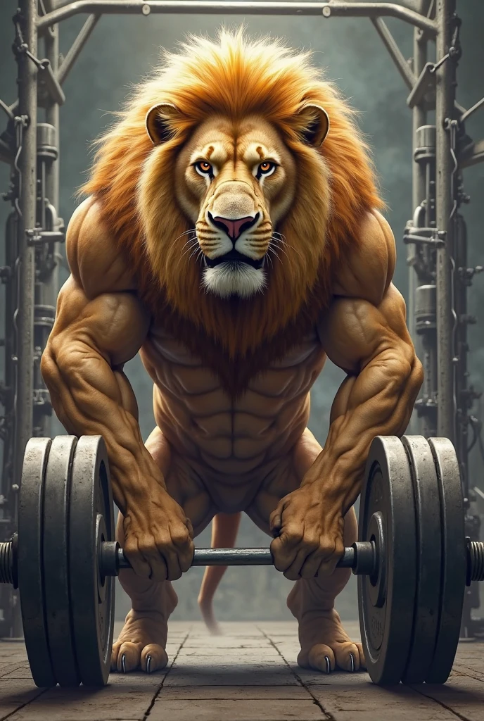 muscular lion in red and black shirt doing barbell squats in gym

