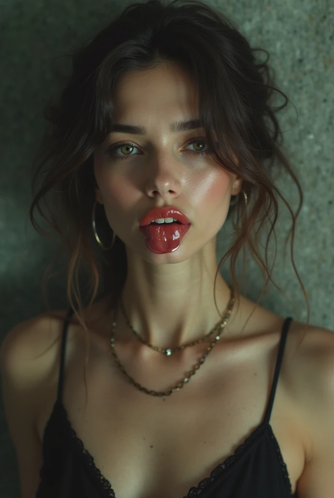 (Please open your mouth wide:1.9), (A body covered in a large amount of semen.:1.8), (Frightened expression:1.5), (A look of contempt:1.5), Luxury hotel interior, Browsing Caution, masterpiece, Highest quality, Accurate, 超High resolution, retina, Very detailed, Awards, High resolution, Anatomically correct, (Realistic:1.4), RAW Photos, (Soft Saturation:1.3), (Fair skin:1.2), 8k, 1 person, Mature adult woman, Beautiful evil, Evil and nasty sexy women, (Perfectly beautiful woman, A perfectly beautiful face, Perfectly beautiful eyes, perfectly beautiful nose, perfectly beautiful nose孔, perfectly beautiful lips), (Chestnut-colored hair tied on top of the head), (Compensate:1.3), (Eye Reflexes:1.3, Solid Circle Eye, Ring-shaped eyes, Sparkling eyes:1.2, Long eyelashes:0.7, Amber Eyes), (Crystal Earrings, Shiny gold necklace), (Captivating smile:1.4, Cruel smile:1.4), (dark red lips:1.3, Glossy Lips:1.5,Lip reflection:1.5), (clavicle, Cleavage, Huge saggy breasts, Silk dress:1.5), (Detailed texture of wrinkles on clothing:1.3), Looking at the audience, pov fellatio, bukkake