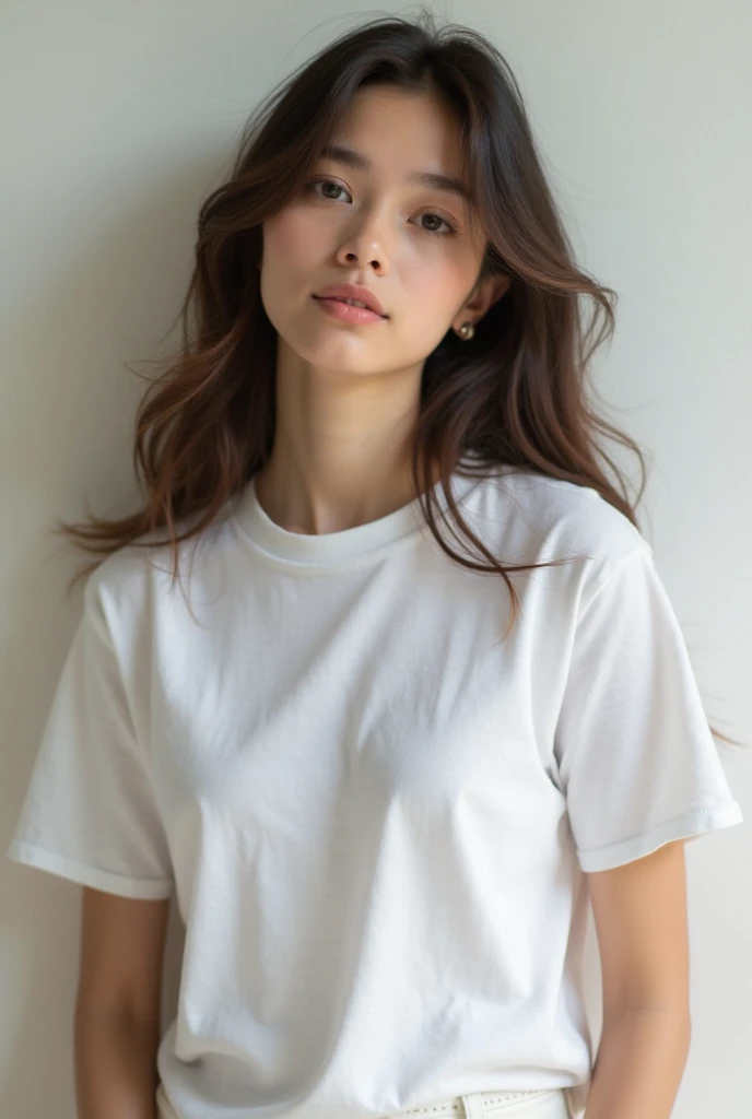 (masterpiece, best quality,:1.2), 1girl, (solo:1.3), upper body, white shirt, short sleeves, , (waifu, realistic, real life, exceptional, best aesthetic, new, newest, best quality, masterpiece:1.2), soft_lighting, soft_skin_tone, feminin_hair, (white background, simple background,:1.2),
