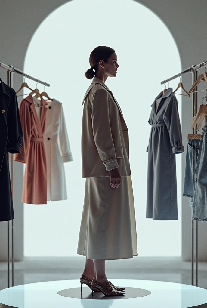 Beautiful clothes displayed on many mannequins 