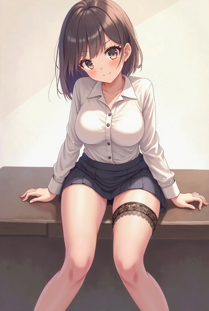 ((nsfw)),(highest quality, Ultra-detailed, High resolution, 8K images), (((((1 woman with penis))))), (Plump body), aroused face, open mouth, tongue out, skirt lift, masturbation, lift leg, (((((projectile cum))))), cum on clothes, random camera angle