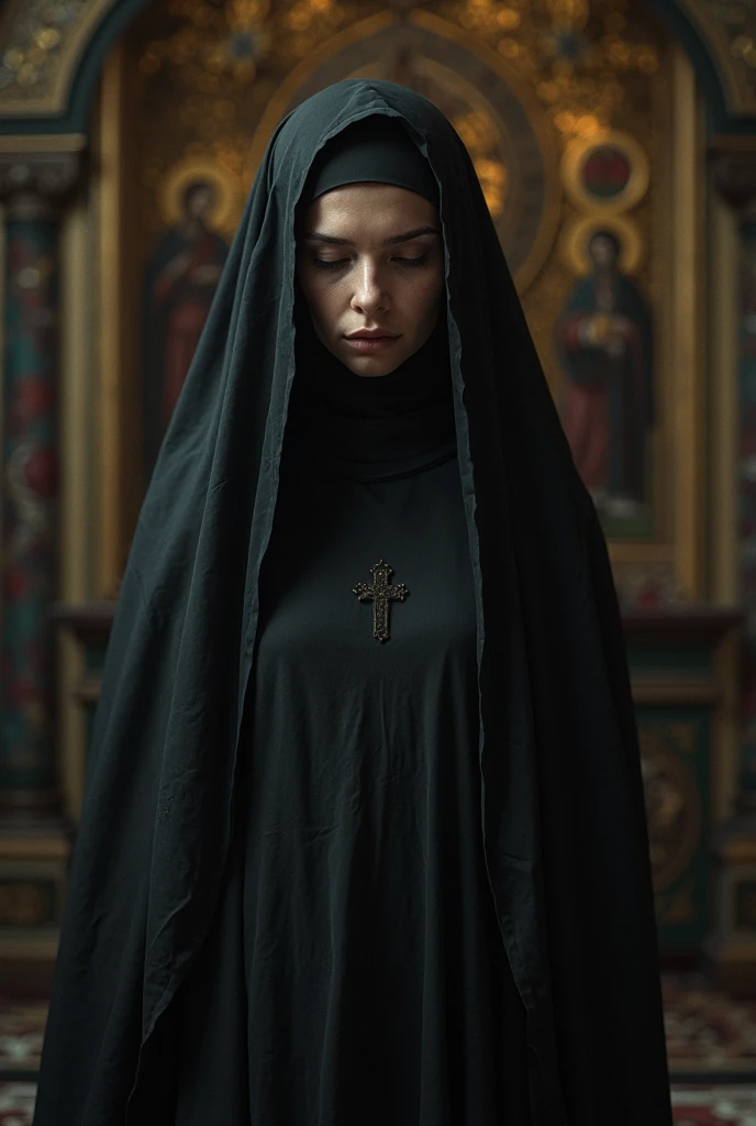 Арафед женщина в черном халате стоит At the cemetery, goddess of death At the cemetery, award winning horror photos, horror photos, At the cemetery, portrait of a holy necromancer, Portrait of a Necromancer Woman, in the middle of the cemetery, The Wicked Nun, a vampire nun, Alessio Albi, Spiritual Creepy Creepy Picture
