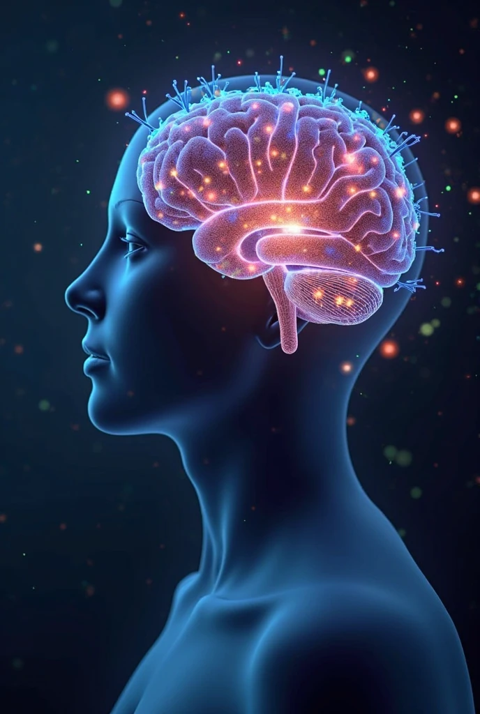 A visually stunning image of a brain protruding from the head with interconnected neural pathways, illustrating the powerful mental and motivational transformation that leads a life focused on prosperity