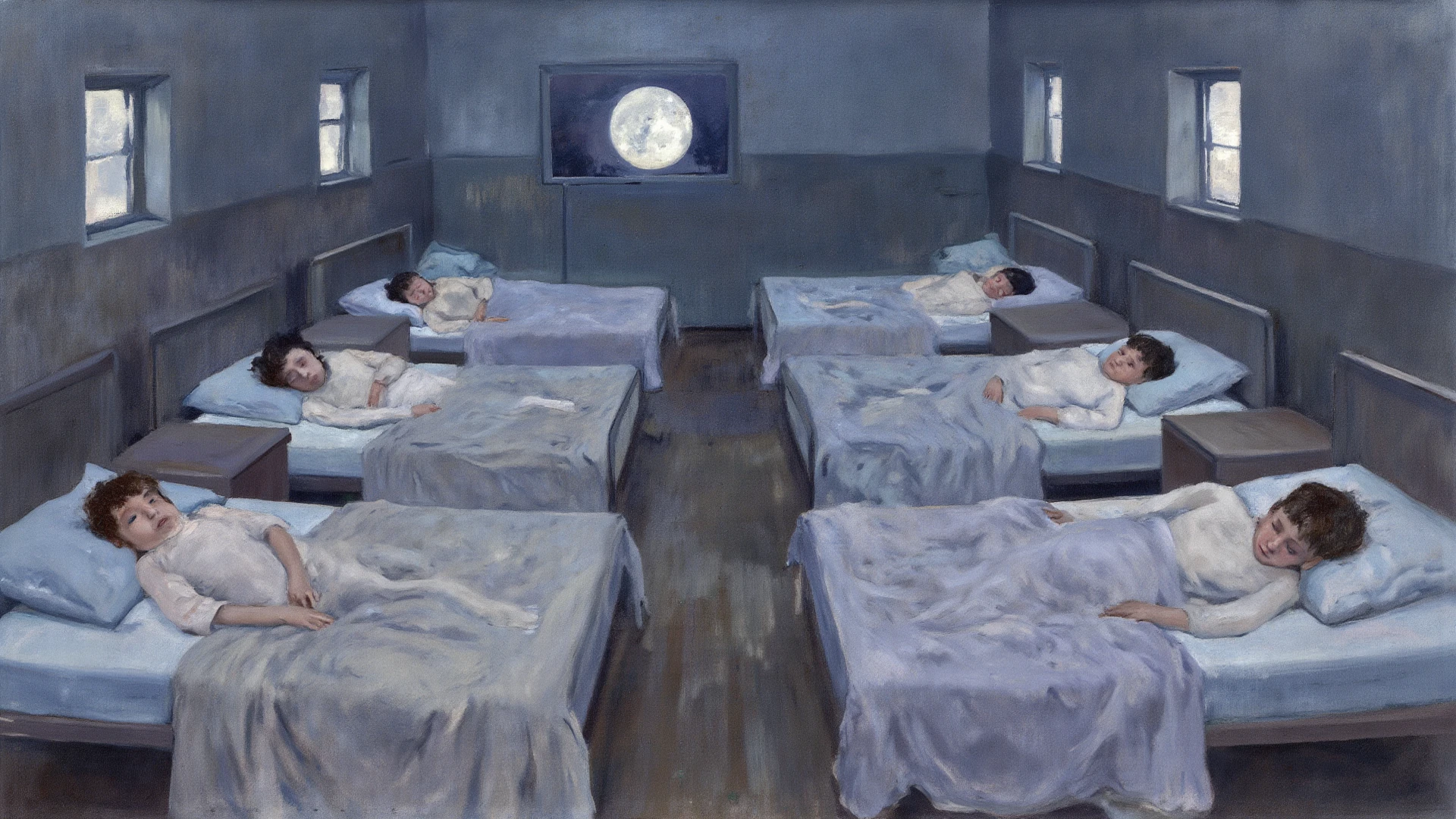 best quality, masterpiece, Ultra-high resolution, Surrealism, Room, Empty beds,There was a sleeping baby on the bed