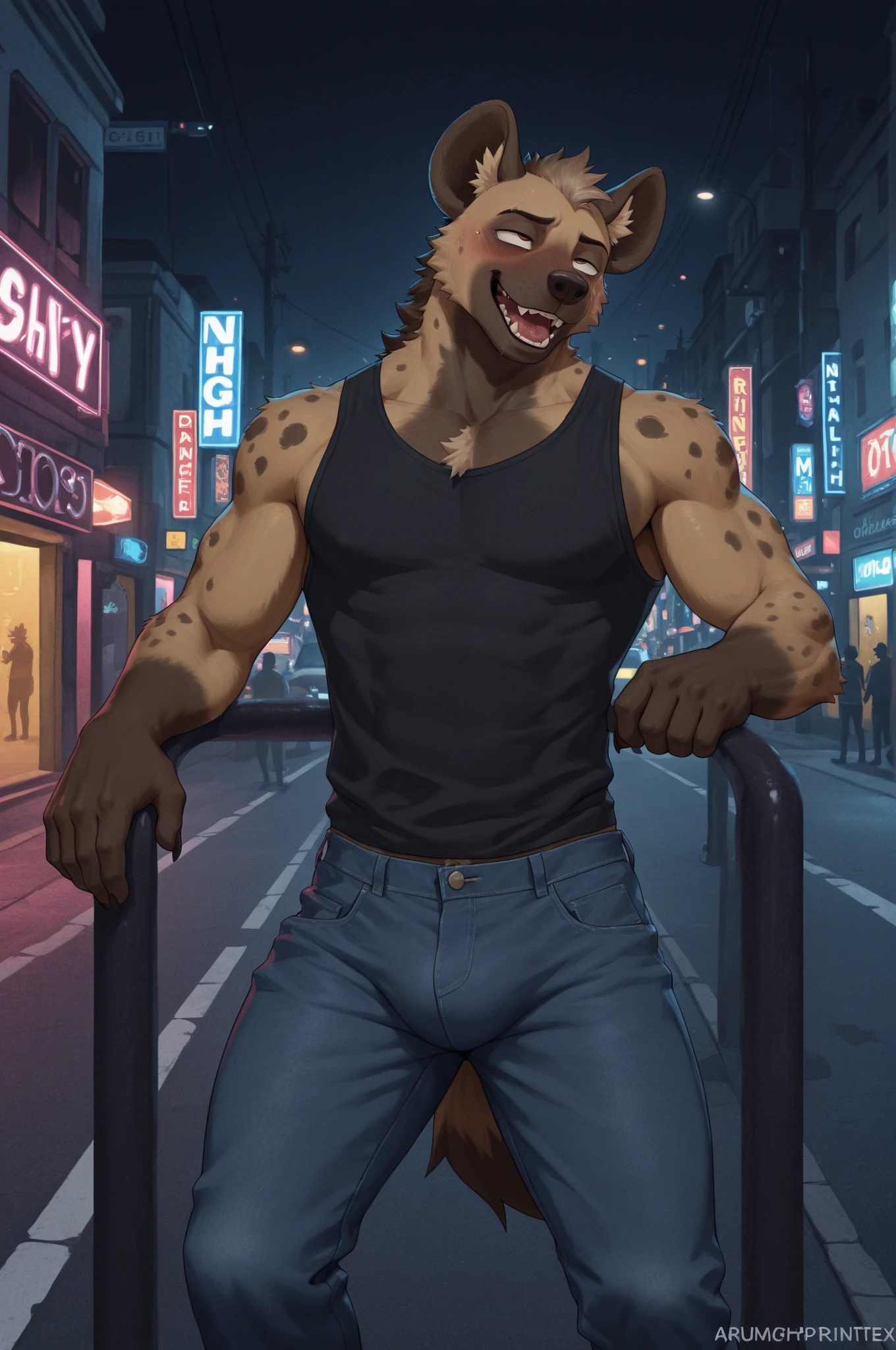 Muscular male, horse, clothed, police, stripping, penis, outside, city, public, kneeling, not erected, peeing