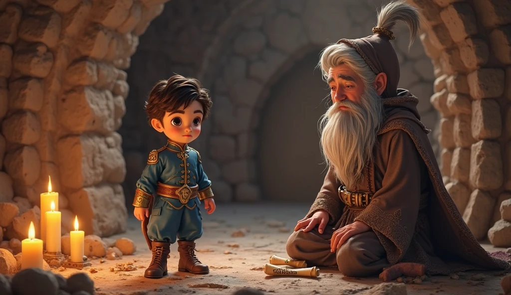 4chicq and a boy with an old man in a cave