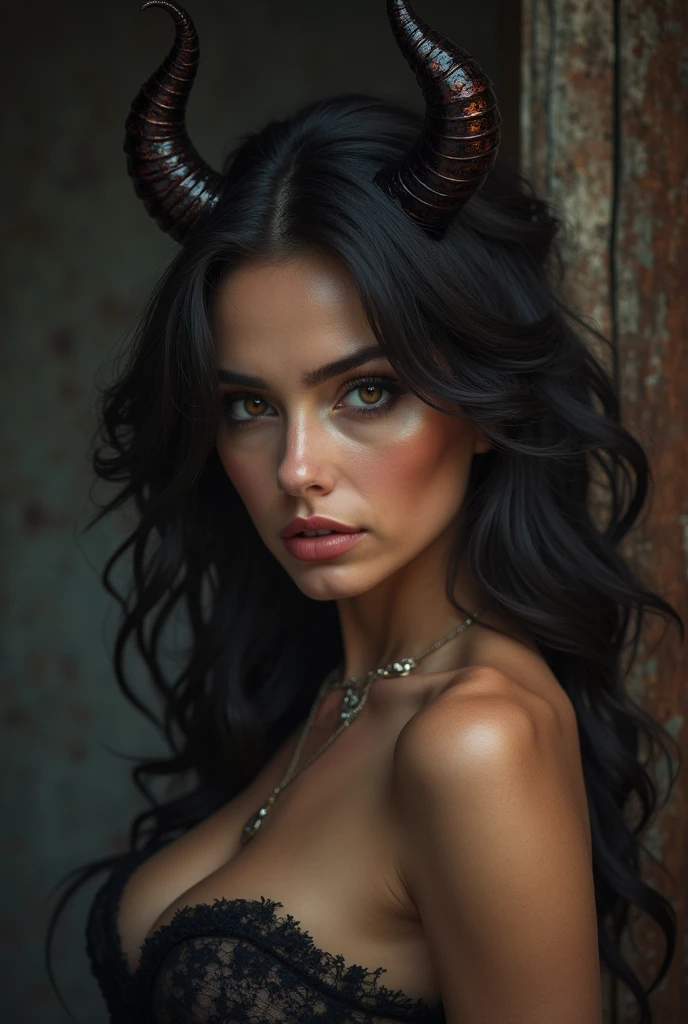 half devil angel woman, naked, hairy pussy and medium breasts face ahegao