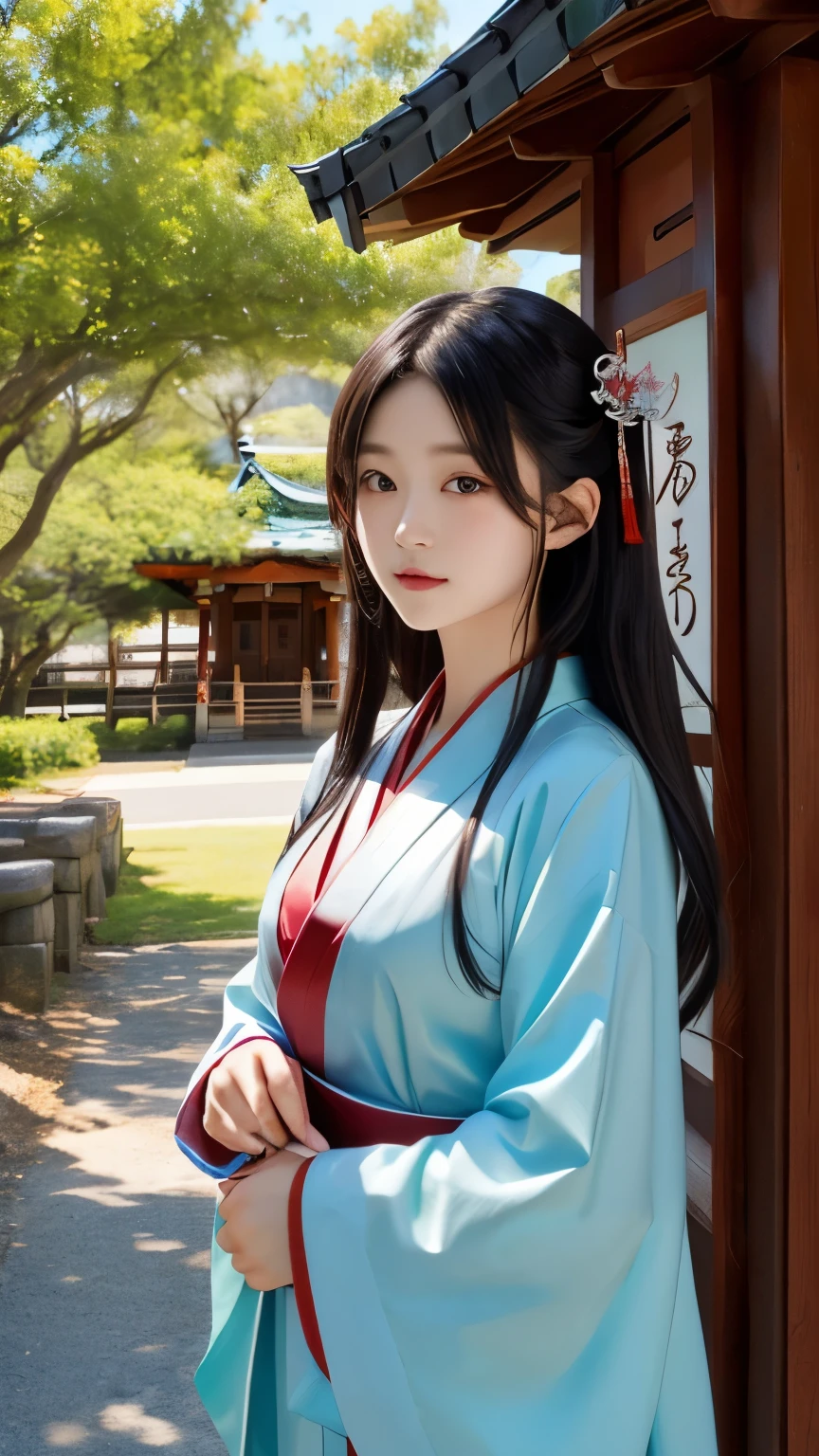 (masterpiece),best quality,good anatomy, shuimobysim,(1 girl:1), (upper body),(smile),short hair,(hanfu),(ecchi0.5), (trees:0.5), (flowers:0.6) ,(wooden house:0.2),(bamboo forest:0.2),(creek:0.2),(river:0.2),