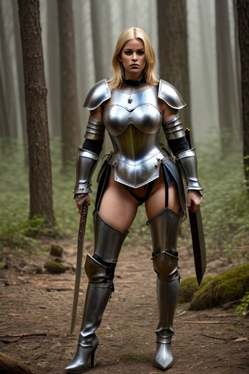 high reslolution, young novice warrior of the warriors guild, blonde hair, dutch girl 20 years old, leather armor, in a forest, peeing her pants in fear, wetting herself in panic, panic in her face, crying in fear, pee running down her legs, visible wetness at her crotch, pee running down her legs, wearing light beige colored leather pants, light metal breastplate