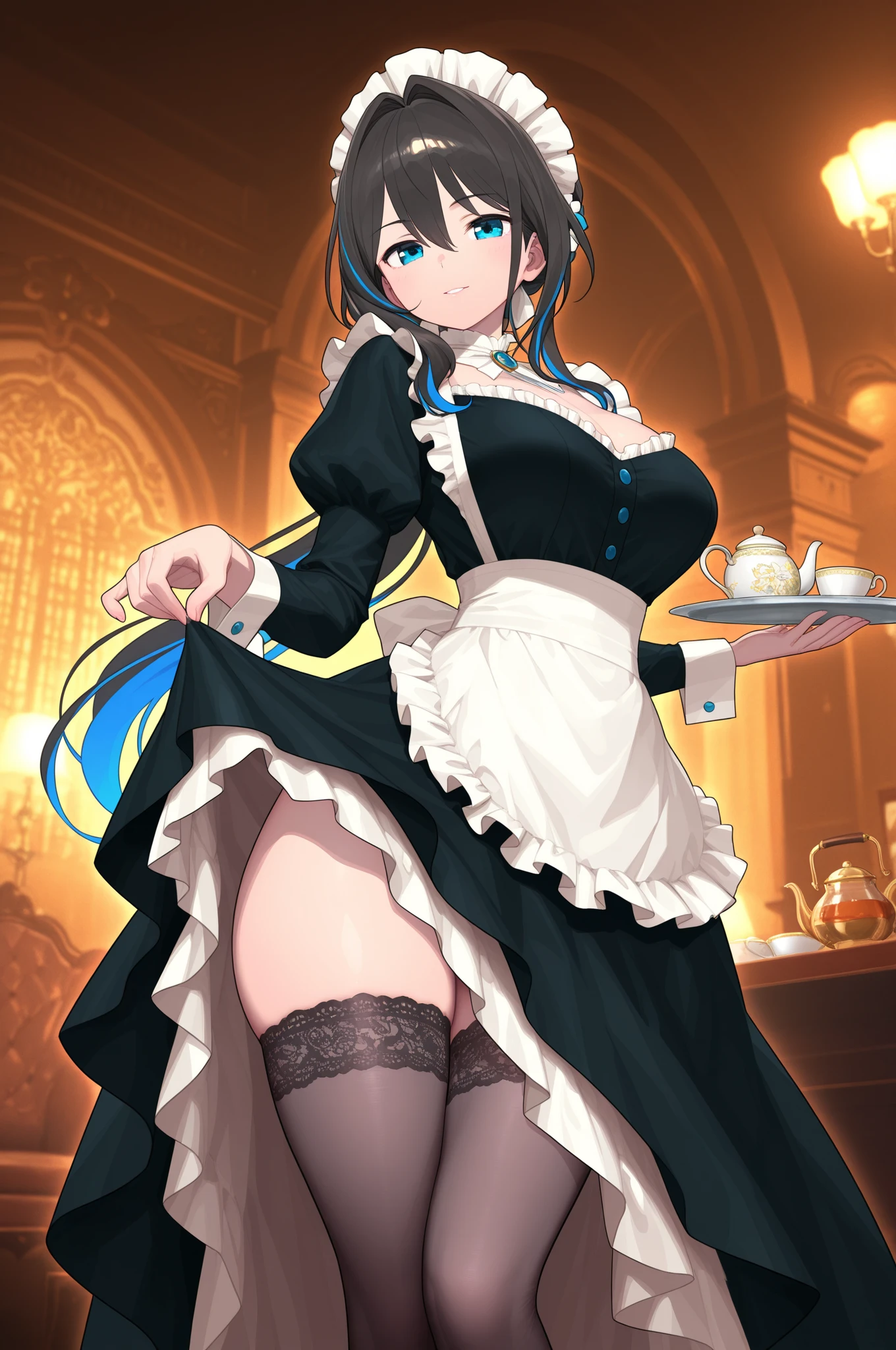 女の子1人, Beautiful face, lila Haar, pantyhose Bodysuit, bedeckter Bauchnabel, lila Augen, Hüftwind, niedlich, Schauen Sie sich den Viewer an, Night Town, Neon, Legs, feet