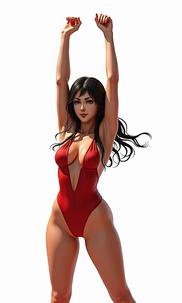(best quality, ultra-high resolution, depth of field:1.2), adult, 1woman, toned body, perfect body, Salma Hayek, Santanico Pandemonium, huge breasts, dark red panties, dark red bra, at strip bar, smile, inviting, slutty, private dance, dancing, mexican, earrings, on podium, milf, view from below, barefoot, feet