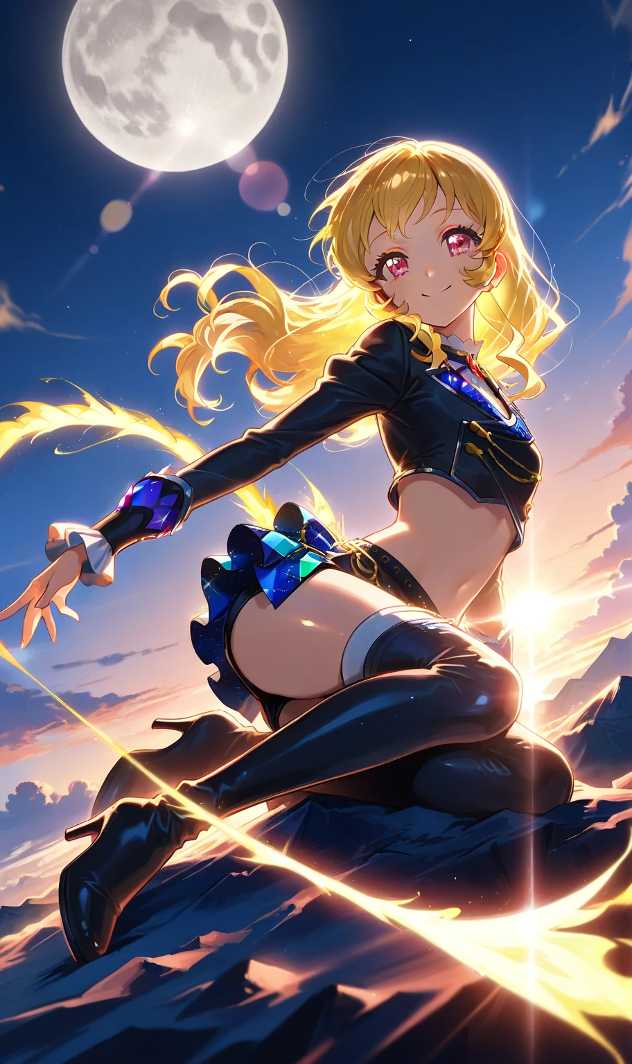 <lora:LAS:0.8> starry,stars cloud,colorful
highres, (official art, beautiful and aesthetic:1.2), close view, (arm up look up from below:1.2)
1girl, shining sky, vast world, gazing, awe-inspiring expression, distant horizon, clouds, high hill, natural beauty, inspiration, sky, Shining Stars,
(lighting shining brightest sky:1.2)
<lora:apstyle3diff:1> apstyle3 apstyle masterpiece best quality detailed eyes
<lora:detail_slider_v4:0.5>